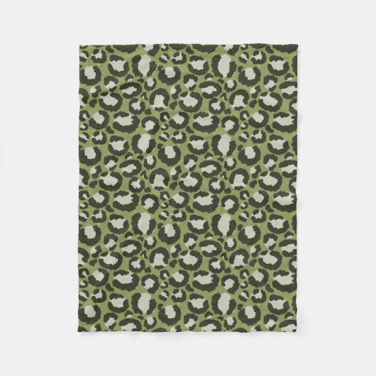 Couverture Polaire Vert mousse Imprimé animalier Taches de léopard Gl (Devant)