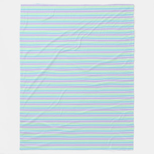 Couverture Polaire Vert pourpre et bleu pastel rayé