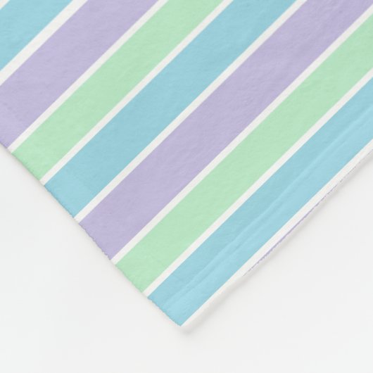 Couverture Polaire Vert pourpre et bleu pastel rayé (Coin)