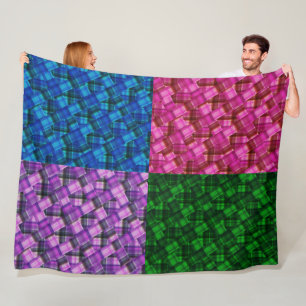 Couverture Polaire Vert rose bleu violet Tartwork Design,