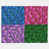 Couverture Polaire Vert rose bleu violet Tartwork Design, (Devant (Horizontal))