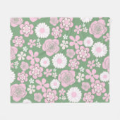 Couverture Polaire Vert rose Tropical Floral Botanique Printemps été (Devant (Horizontal))