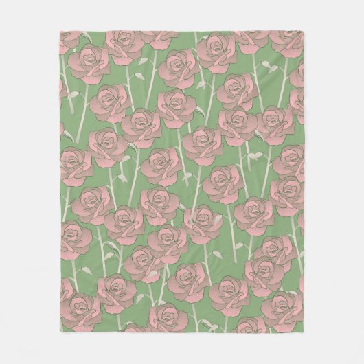 Couverture Polaire Vert rose Tropical Floral Botanique Printemps Été (Devant)
