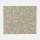 Couverture Polaire Vert rose Tropical Floral Botanique Printemps Été (Devant (Horizontal))