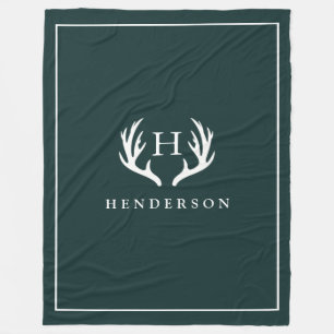Couverture Polaire Vert rustique de pin de monogramme d'andouillers