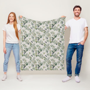 Couverture Polaire Vert sauge aquarelle olivier campagne française