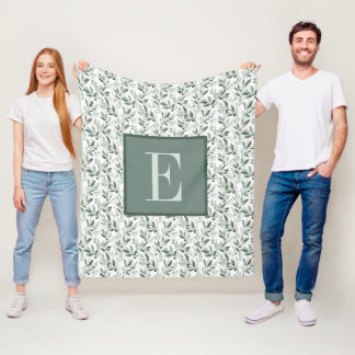 Couverture Polaire Vert sauge monogramme olivier pays français