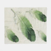 Couverture Polaire Vert sauge plume douce esthétique moderne boho (Devant (Horizontal))