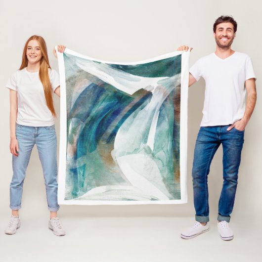 Couverture Polaire Vert Turquoise Abstrait (En situation)