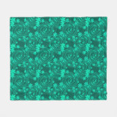 Couverture Polaire vert turquoise motif floral clair (Devant (Horizontal))