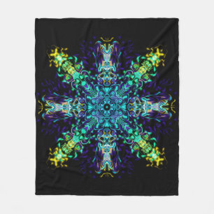 Couverture Polaire Vert Turquoise Psychédélique Bohème Mandala