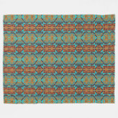 Couverture Polaire Vert turquoise Turquoise Aqua Blue Orange Tribal A (Devant (Horizontal))