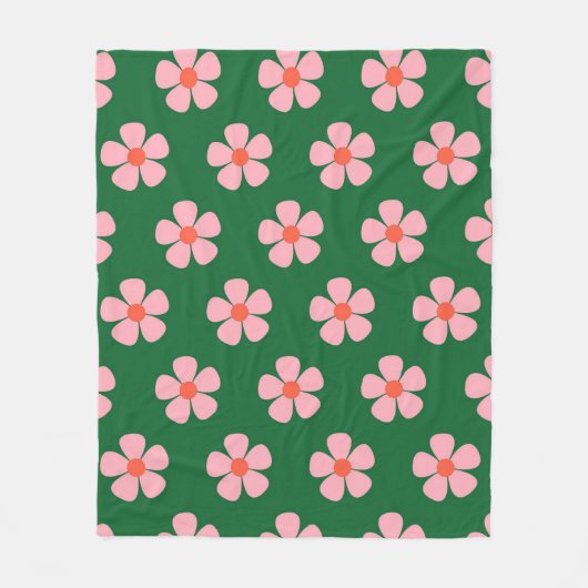 Couverture Polaire Vert Y2K Vibrant Fleur sauvage Bold Retro Spring (Devant)