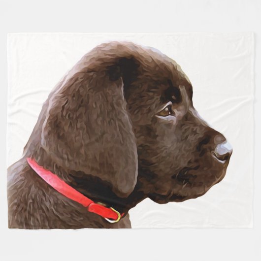 Couverture Polaire Vêtu en rouge - Chocolat Labrador Chiot (Devant (Horizontal))