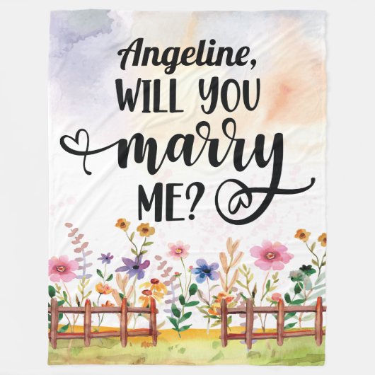 Couverture Polaire Veux-Tu M'Épouser ? Proposition de mariage Fleurs (Devant)