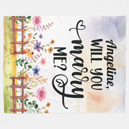 Couverture Polaire Veux-Tu M'Épouser ? Proposition de mariage Fleurs  (Devant (Horizontal))