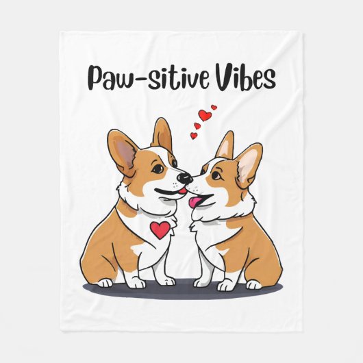 Couverture Polaire Vibes Corgis en amour (Devant)