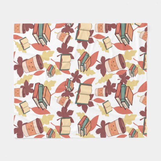 Couverture Polaire Vibes d'automne confortables Kawaii (Devant (Horizontal))