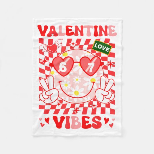 Couverture Polaire Vibes de la Saint-Valentin Groovy Joyeuse Saint-Va (Devant)