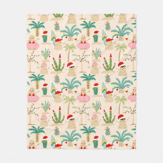 Couverture Polaire Vibes de vacances tropicales Motif de Noël (Devant)