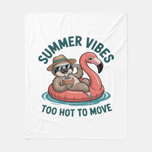 Couverture Polaire Vibes d'été Sloth Funny Lazy Float (Devant)