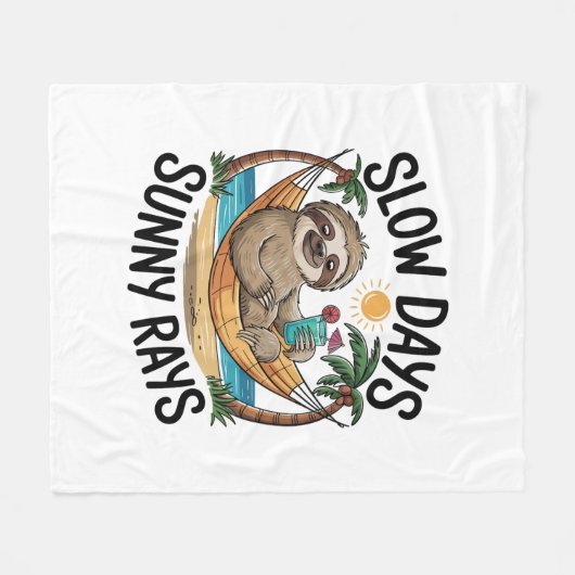 Couverture Polaire Vibes d'été Sloth Funny Lazy Float (Devant (Horizontal))