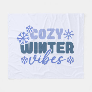 Couverture Polaire Vibes d'hiver confortables - Typographie du flocon