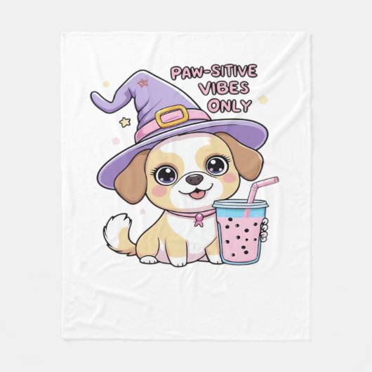 Couverture Polaire Vibes Paw-Stive Seulement Chien mignon Avec Bubble (Devant)