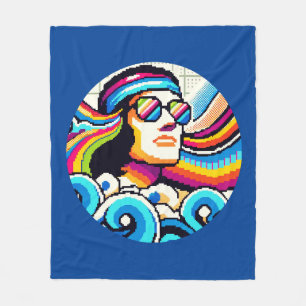 Couverture Polaire Vibes rétro - les années 70 Pixel Art Super pour H