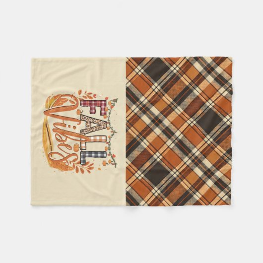 Couverture Polaire Vibes Rustiques Automne Brûlé Orange Plaid Imprime (Devant (Horizontal))