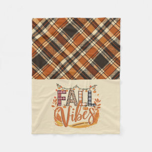 Couverture Polaire Vibes Rustiques Automne Brûlé Orange Plaid Imprime