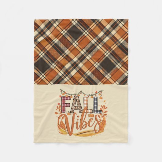 Couverture Polaire Vibes Rustiques Automne Brûlé Orange Plaid Imprime (Devant)