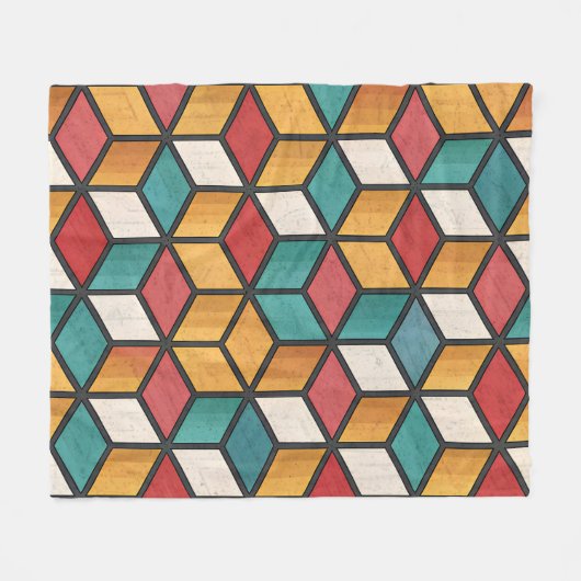 Couverture Polaire Vibrant 3D Cube Optical Illusion Pattern (Devant (Horizontal))