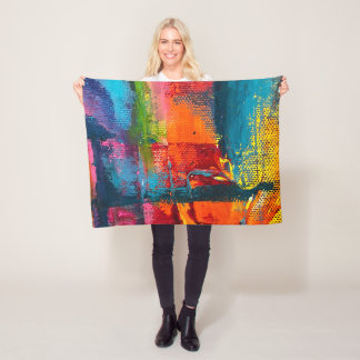 Couverture Polaire Vibrant Abstract Acrylic Art Throw Blanket
