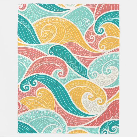 Couverture Polaire Vibrant Abstract Waves Seamless Pattern (Devant)