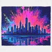 Couverture Polaire Vibrant art de splash Cityscape (Devant (Horizontal))