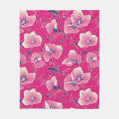 Couverture Polaire Vibrant Floral Pattern in Pink, White & Royal Blue (Devant)