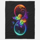 Couverture Polaire Vibrant infinity with rainbow butterfly on black (Devant)