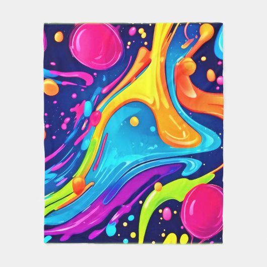 Couverture Polaire Vibrant Neon Abstrait Art Splash (Devant)