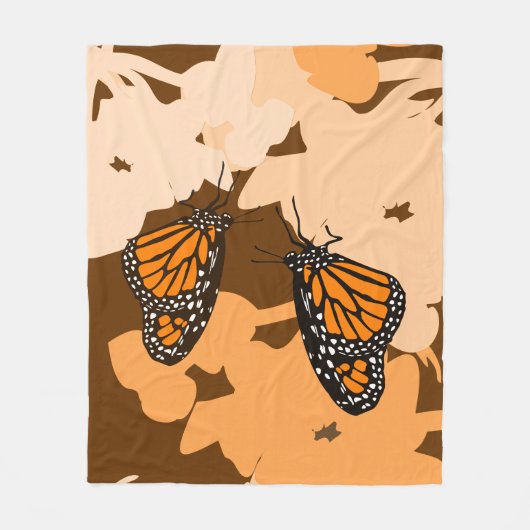 Couverture Polaire Vibrant Orange Alimentation Monarque Papillon Pair (Devant)
