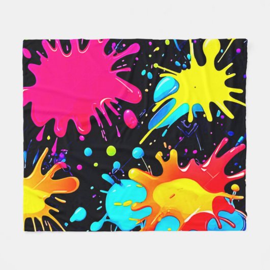 Couverture Polaire Vibrant Paint Splatter Artwork Burst (Devant (Horizontal))