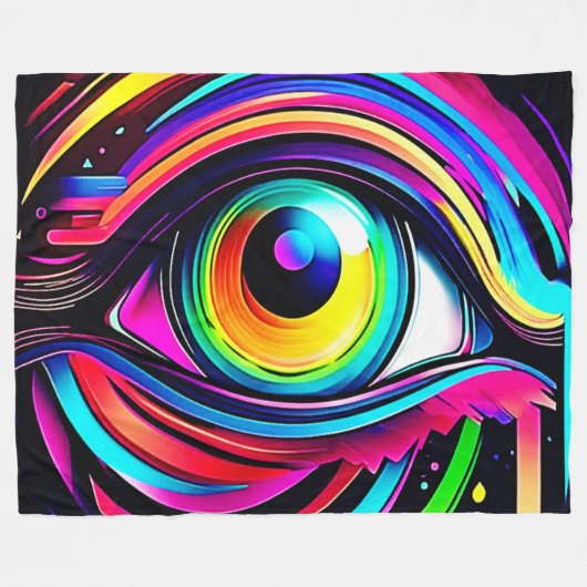 Couverture Polaire Vibrant Psychedelic Eye Art (Devant (Horizontal))