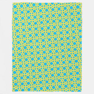 Couverture Polaire Vibrant Yellow Interlocking Circles Blue Pattern