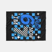 Couverture Polaire Vichy Bleu J'avais 6 ans Maintenant J'ai 7 ans Gar (Devant (Horizontal))
