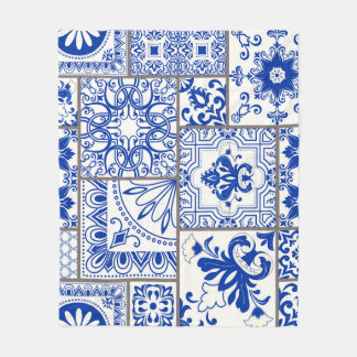 Couverture Polaire Victorian Majolica : Patchwork Tile Motif.