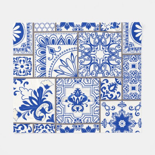 Couverture Polaire Victorian Majolica : Patchwork Tile Motif. (Devant (Horizontal))