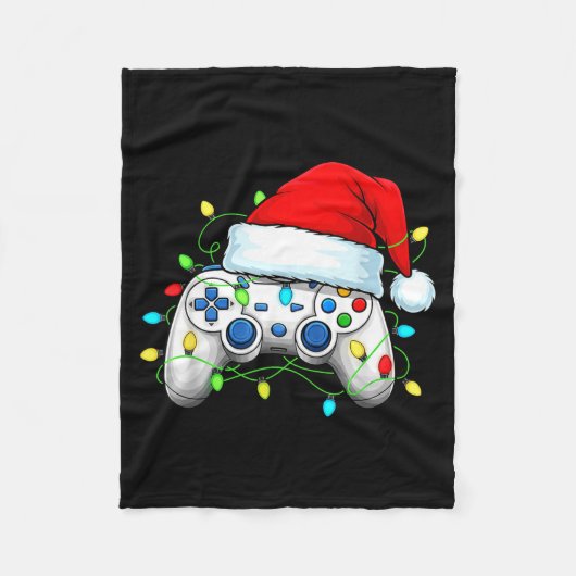 Couverture Polaire Video Game Controller Christmas Santa Hat Gamer Bo (Devant)