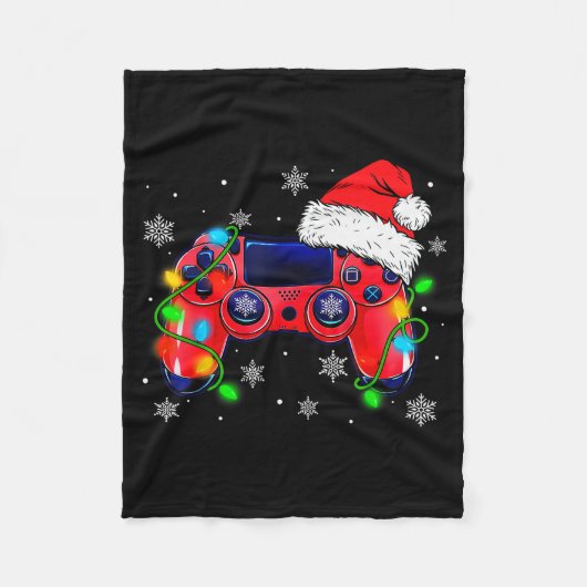 Couverture Polaire Video Game Controller Christmas Santa Hat Gamer Bo (Devant)