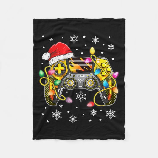 Couverture Polaire Video Game Controller Christmas Santa Hat Gamer Bo (Devant)