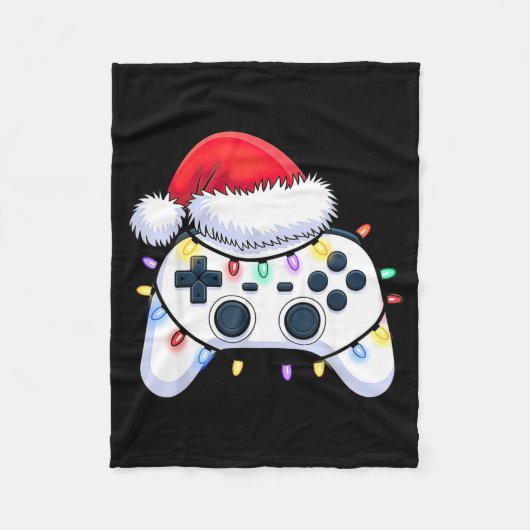 Couverture Polaire Video Game Controller Christmas Santa Hat Gamer Bo (Devant)